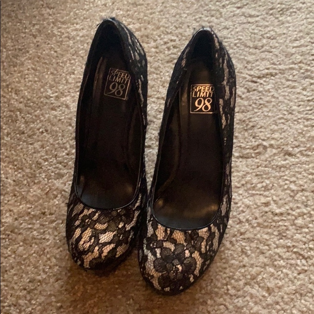 Black and white Lace heels